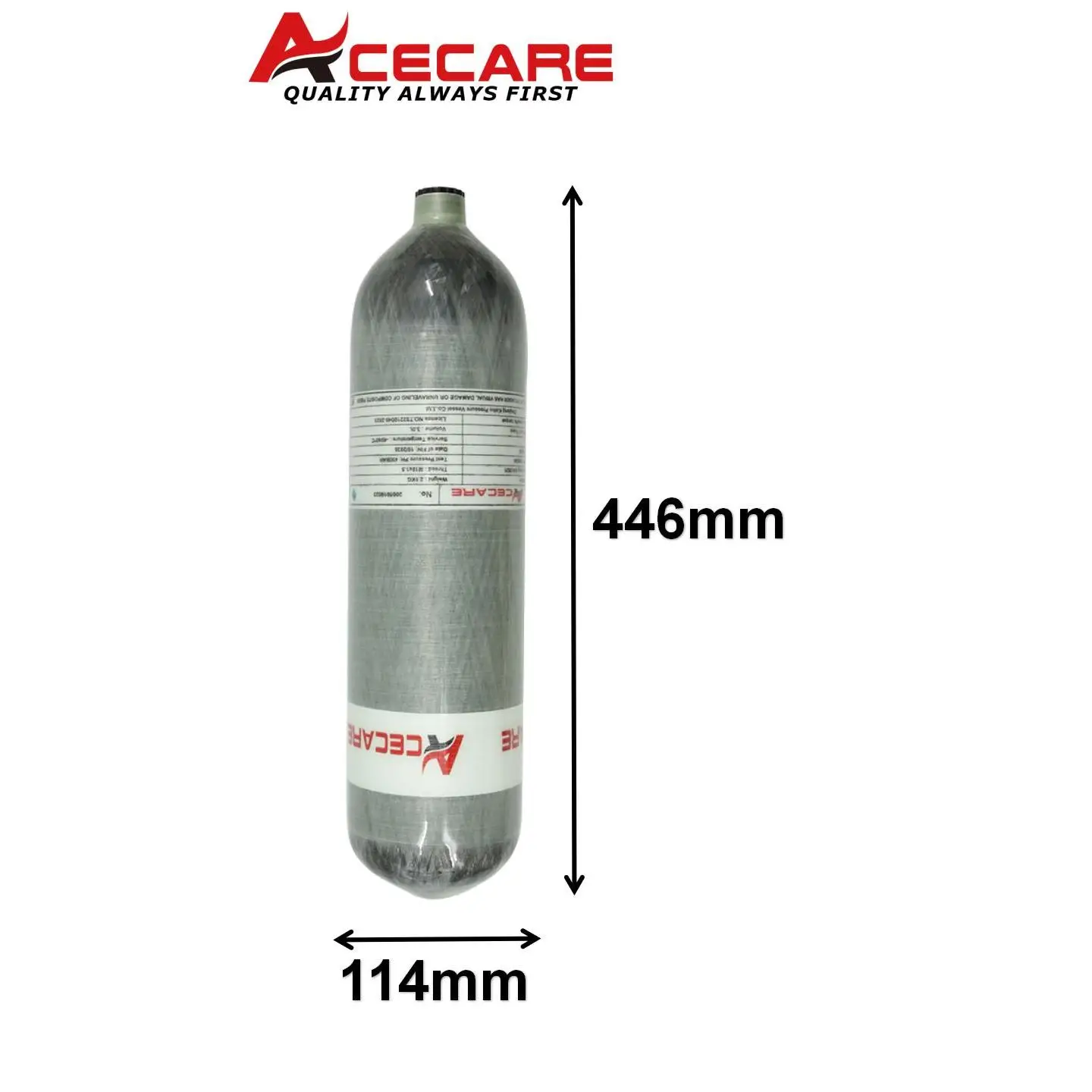ACECARE 4500Psi 300Bar 30Mpa 6.8L/3L/2L Cilindro in fibra di carbonio Serbatoio ad alta pressione Bottiglia d'aria HPA per immersioni subacquee M18 * 1.5