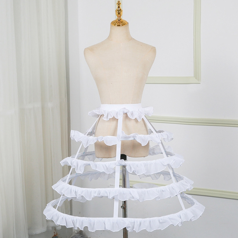 ผู้หญิง Lolita Crinoline Petticoat กระโปรง Hoop Bird Cage Fishbone คอสเพลย์หญิงกระโปรงสำหรับงานแต่งงานชุดเจ้าสาวกระโปรง
