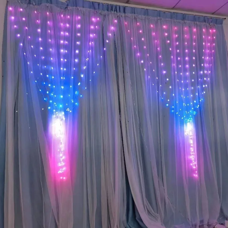 Cortinas Led inteligentes USB Led cortina de luces inteligentes Bluetooth aplicación cadena RGB DIY luces ventana cortina decoración del dormitorio
