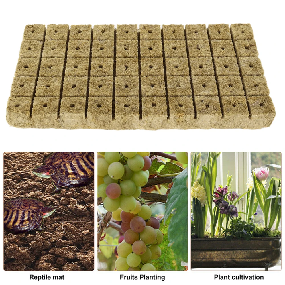 500/50x Stonewool Hydroponic Grow Media Cubes Garden Seedling Block Water Cultivation Seed Sowing Germination Culture Substrate