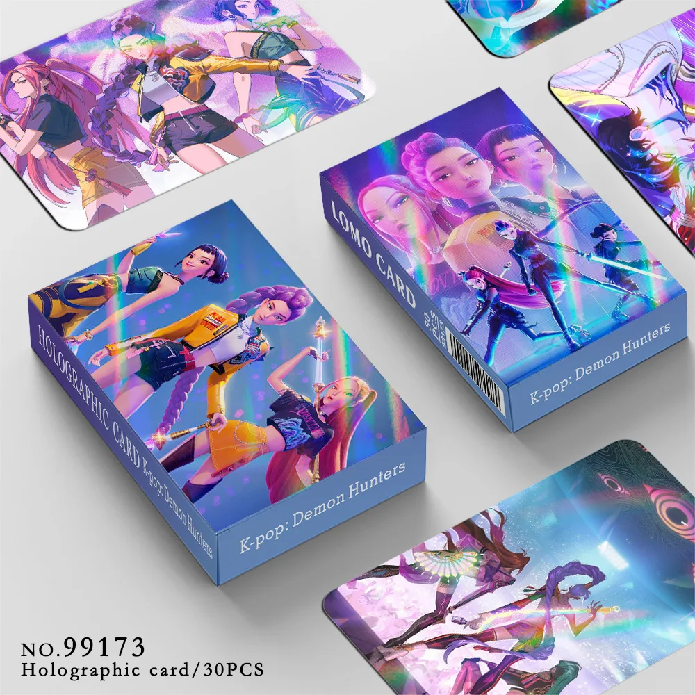 Nieuwe Kpop Demon Hunters 30-laserkaarten K-POP Witch Hunt Cartoon-serie Accessoires LOMO kleine kaarten