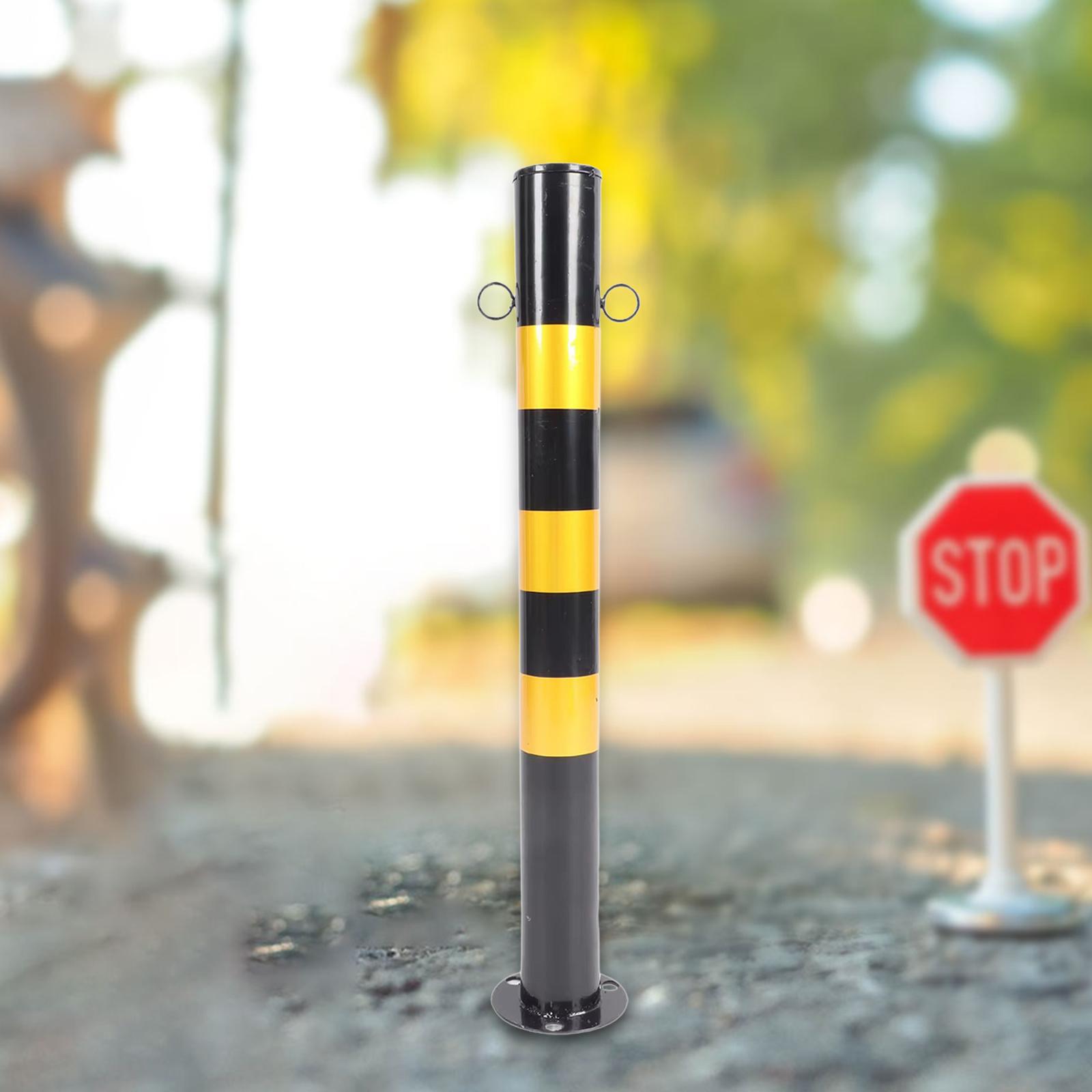 Safe Bollard Post 30'' H Metal Parking Barrier for Traffic Sensitive Area Parking Road Intersections Double Ring Safe Warming