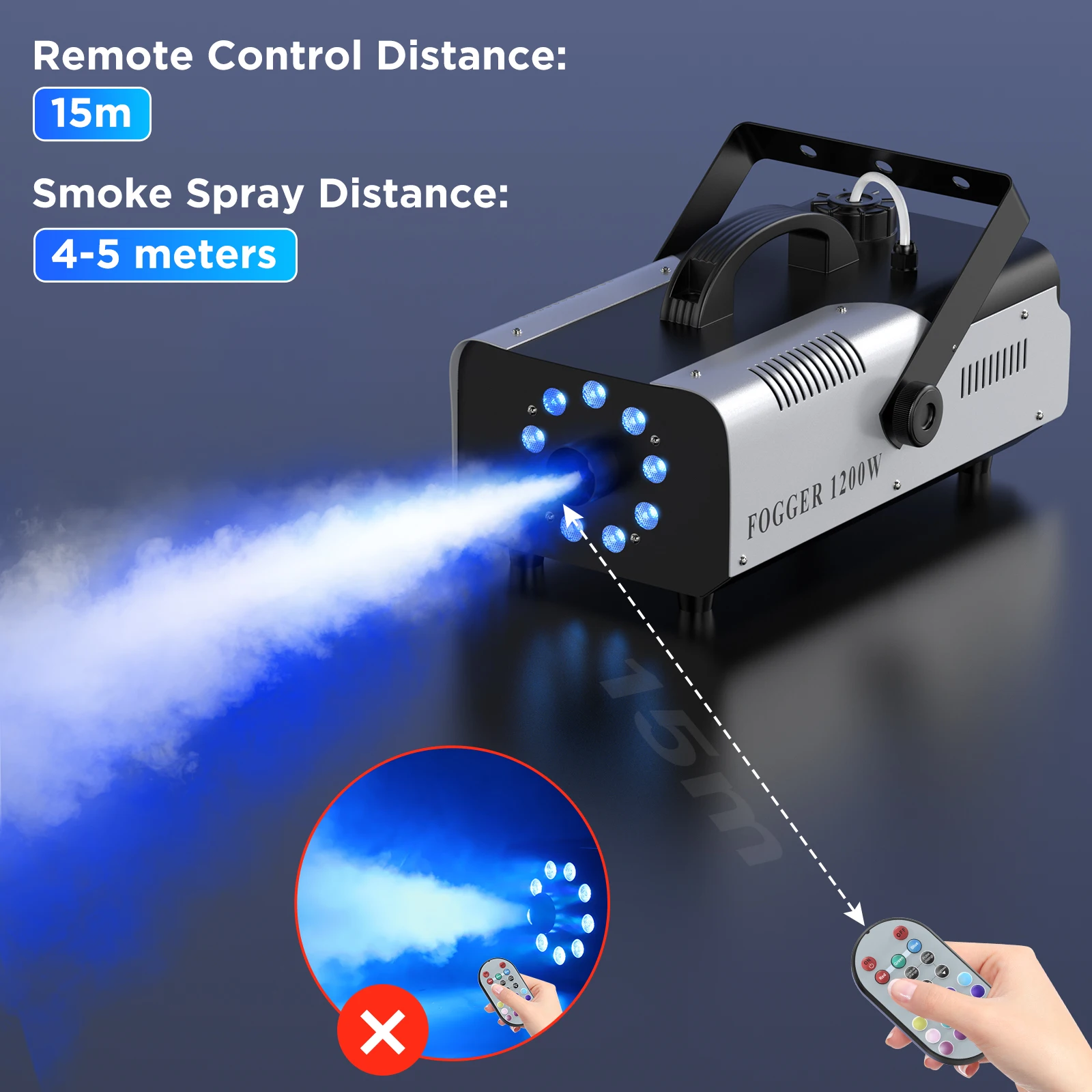 U`King Upgrade 1200W Smoke Machine With 9PCS RGB 3IN1 LEDs Colorful Spray Fog Machine Stage Equipment For Wedding Party Banquet