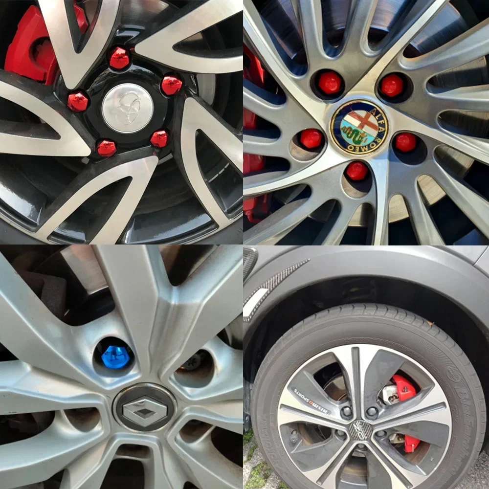 20 unids/set tapas de tuercas de rueda de coche cubiertas de protección tapas antioxidantes cubierta de tornillo de cubo de coche perno de tuerca de neumático de coche decoración Exterior