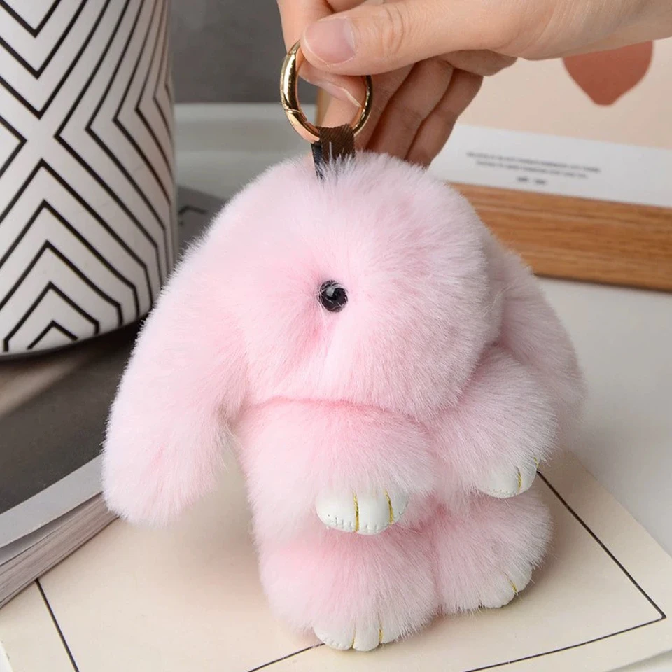 ZAKOL 15 ซม.ขนกระต่ายปุย Pompon พวงกุญแจกระต่ายน่ารักกระต่ายของเล่น Key CHAIN กระเป๋าอุปกรณ์ตกแต่งของขวัญสําหรับหญิง