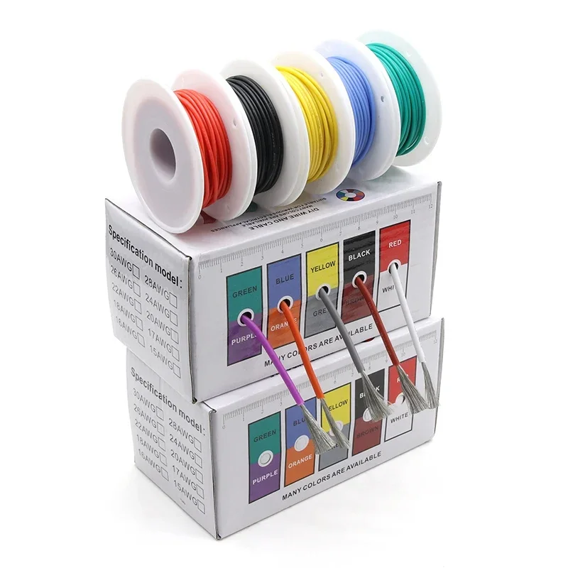 （5 Colors Mix Kit）Heat Resistant Flexible Silicone Wire 30/28/26/24/22/20/18/16AWG Stranded Cable Electrical Tinned Copper Wires