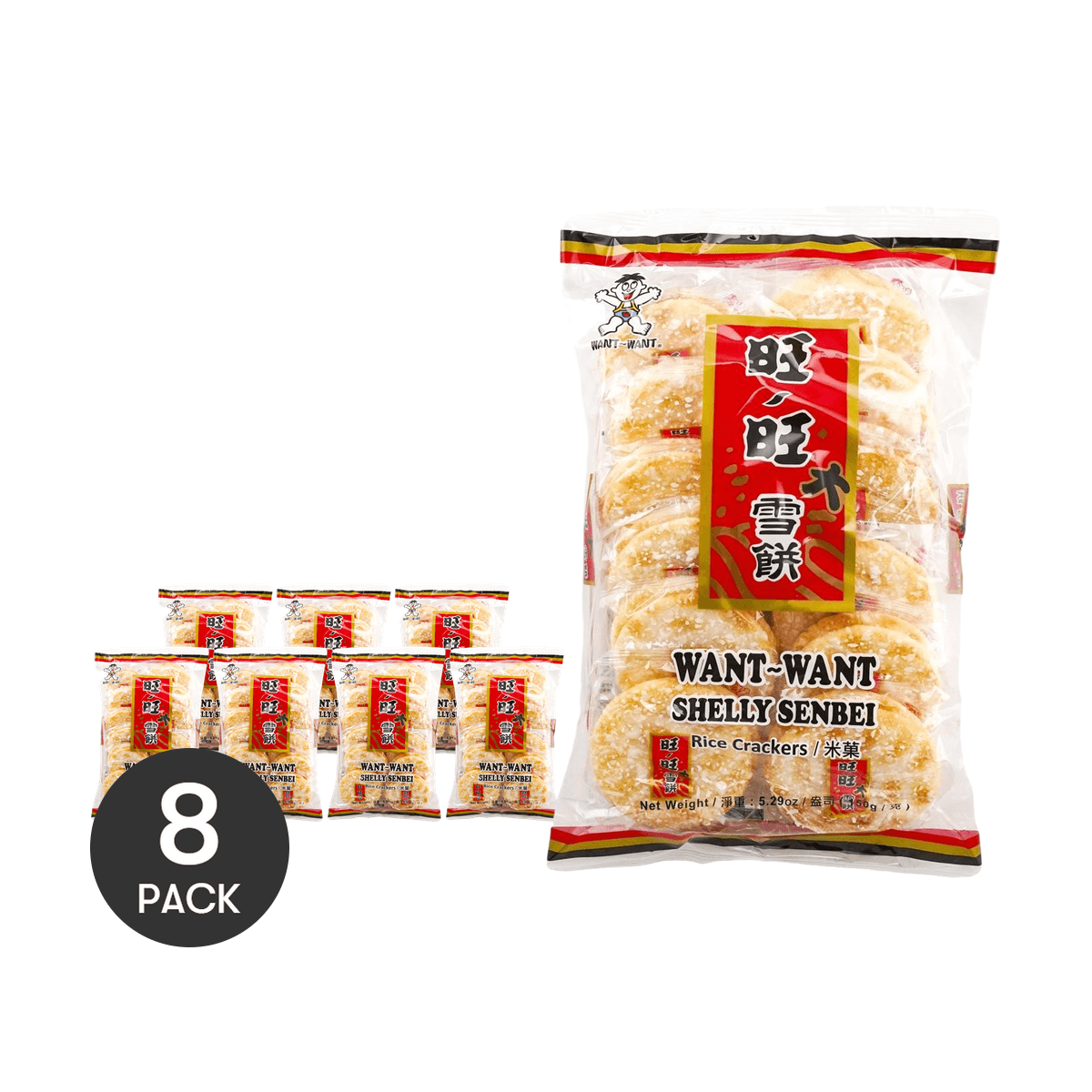 [8Packs] WANT WANT Shelly Senbei Rice Crackers, 5.29oz*8Packs [The two packages are shipped randomly]