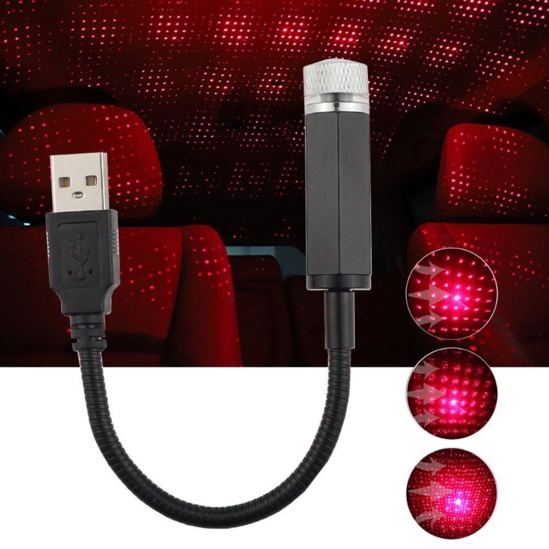 LED Mini Autodak Ster Nachtlampje Projector Sfeer Galaxy Lamp USB Decoratief Verstelbaar voor Auto Dakkamer Plafond Decor
