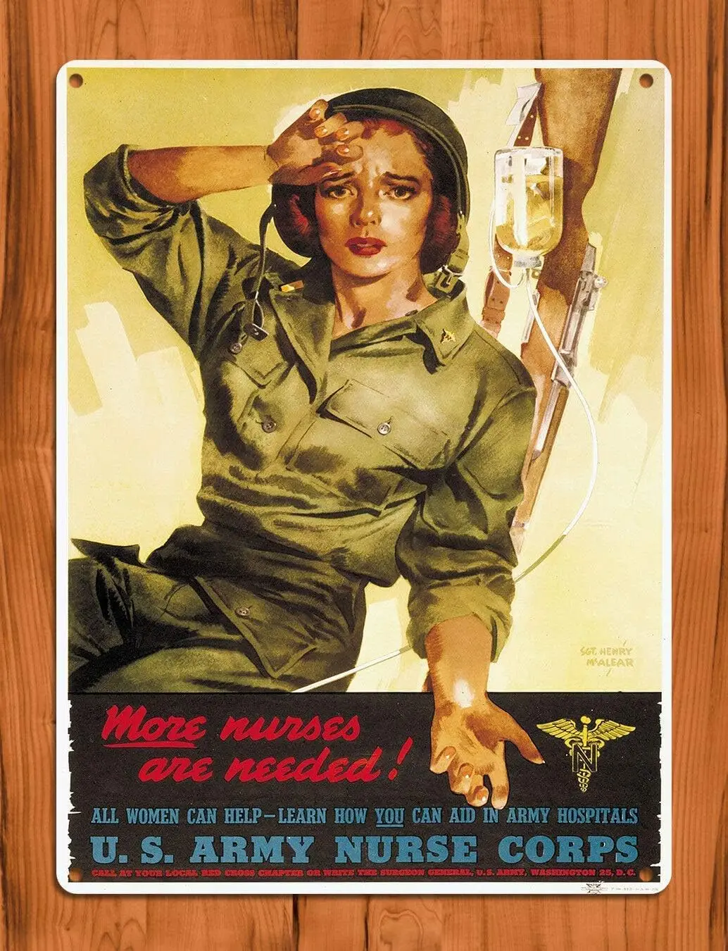 1P,1P, Tanda Timah Plakat Logam Antik Retro Tentara Perawat Korps Perang Dunia II Perang AS untuk Garasi Rumah Bar Dapur Pub Tanda Dekorasi Seni Dinding 16x1