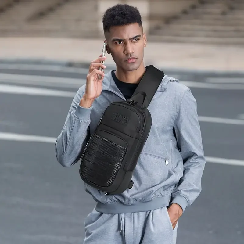 Ozuko saco masculino sacos de ombro carregamento usb pacote crossbody escola curta viagem mensageiro sacos oxford sling pacote