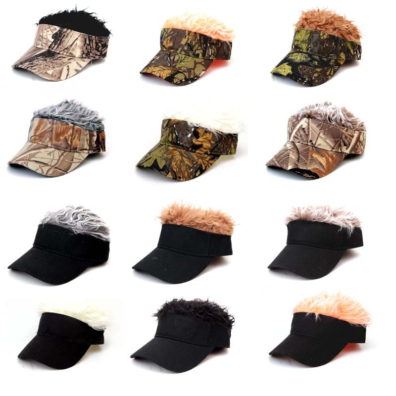 Nuevo sombrero con visera de camuflaje informal Unisex para hombres y mujeres, sombrilla ajustable, gorra de béisbol de Hip Hop con pelos con púas, pelucas Casquatte