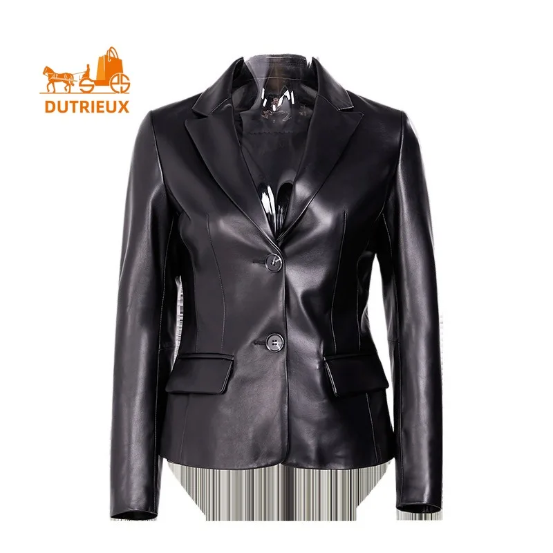 2024 Winter neue Echt lederjacke Damen Echt leder kurz Schafs leder Temperament schlank Rindsleder wind dicht Mantel