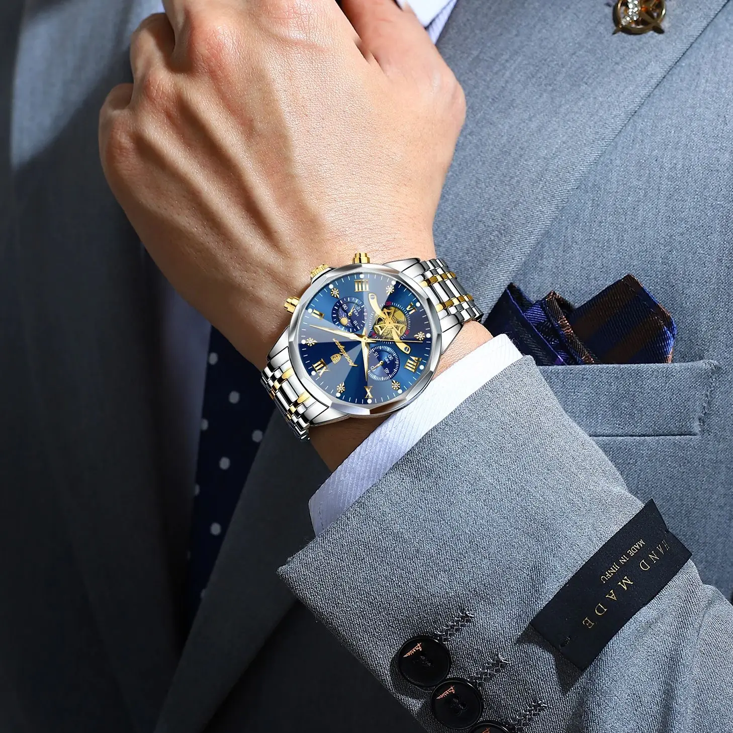 Reloj POEDAGAR de lujo para hombre, Reloj de pulsera Original resistente al agua con cronógrafo luminoso para hombre, relojes de cuarzo de acero inoxidable para hombre
