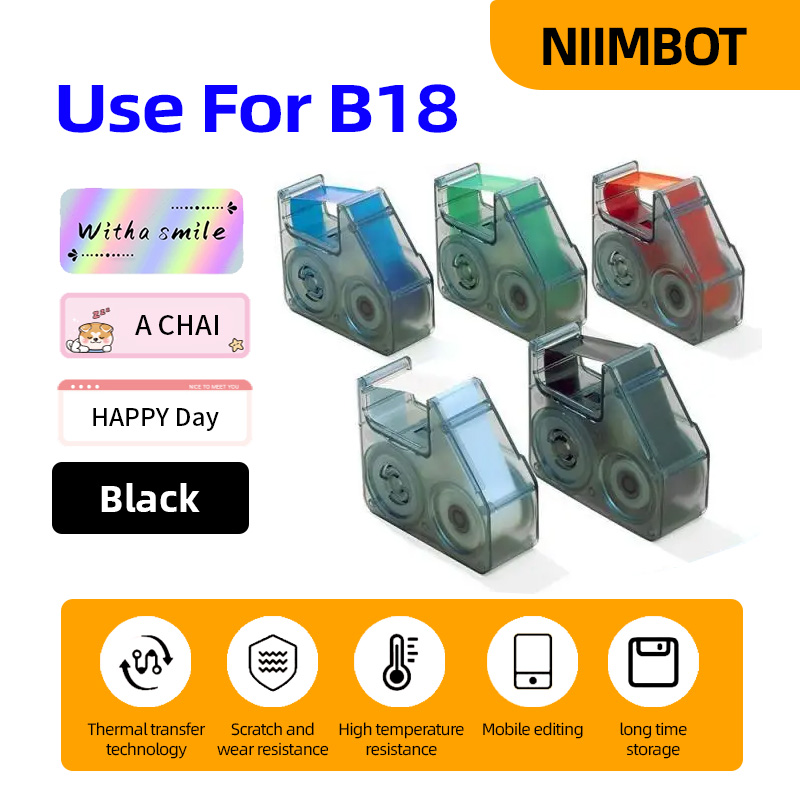 Niimbot B18 리본 스티커, 미니 라벨 프린터, 컬러 리본 인쇄, 10 년 이상 컬러 보관