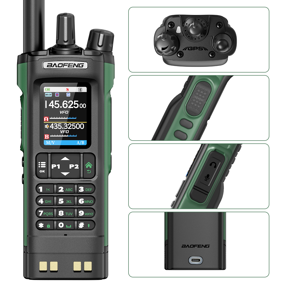 BAOFENG UV-32 GPS Walkie Talkie Air Band 10W 1000CH Long Range Bluetooth Programmierung Zwei Weg Radio Für Jagd Hotel flüchtig