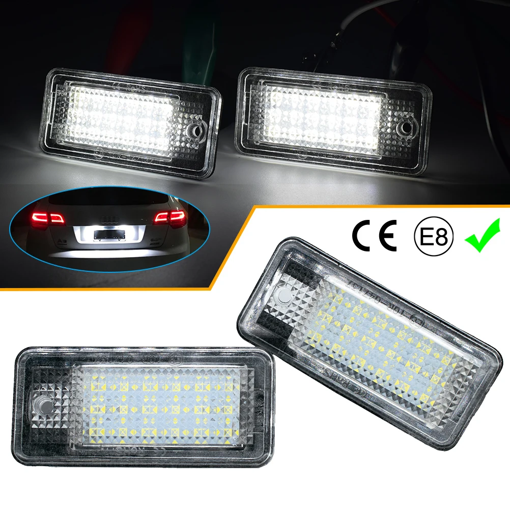 Luz LED trasera para matrícula para Audi A3 S3 8P A4 S4 B6 B7 A6 C6 S6 A8 S8 Q7 RS4 RS6 Plus Avant Quattro Auto lámpara luz 2 piezas