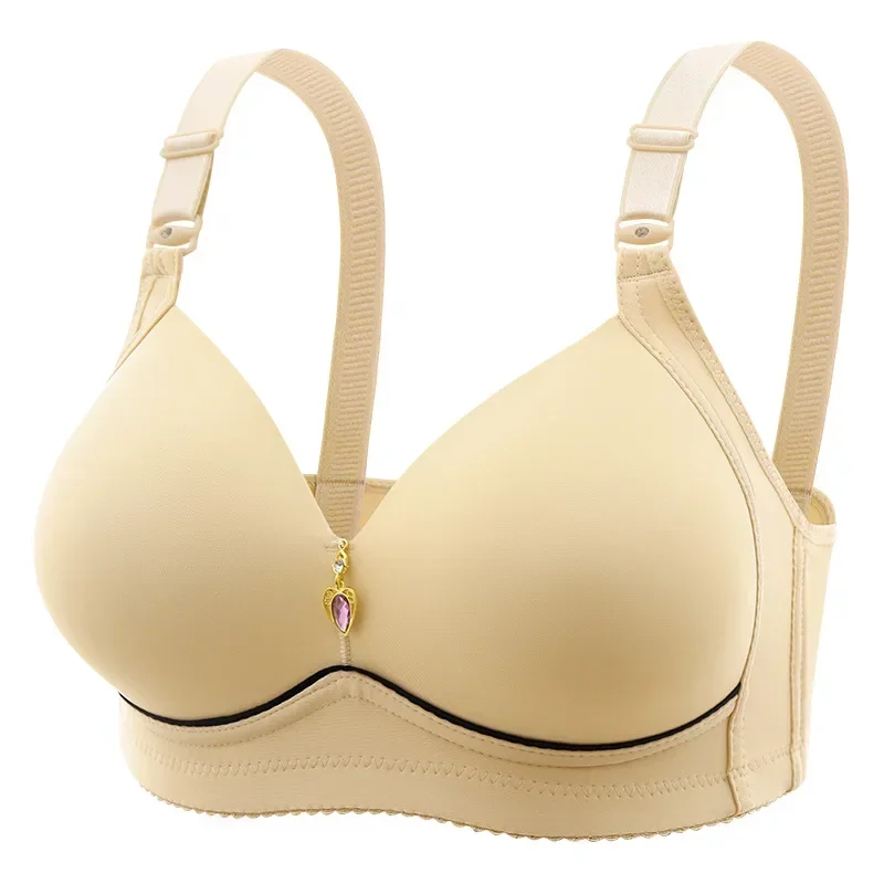 Reggiseno per mamma senza anello in acciaio Intimo da donna raccolto traspirante Coppa sottile non magnetica Reggiseno da donna obese lucido