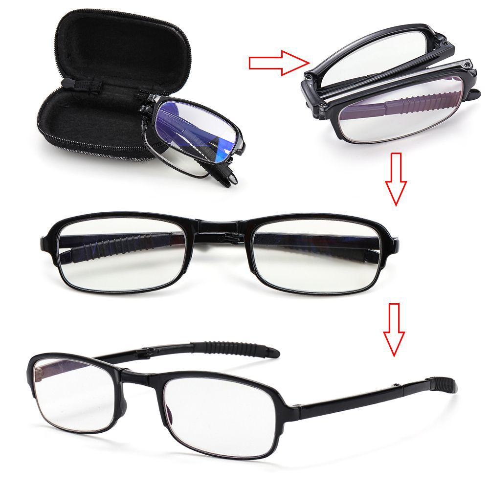 TR90 faltbare Lesebrille mit Reißverschlussetui, Unisex, tragbar, leicht, Presbyopie-Brille, Lesebrille +1,0 x ~ 4,0 x
