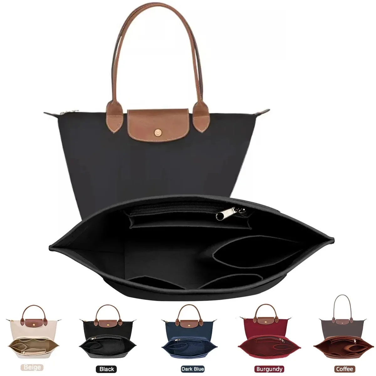 Borsa con inserto in feltro adatta per borsa Longchamp Borsa con fodera Borsa per trucco in tessuto di feltro Supporto da viaggio Borsa con inserto portatile Organizzatore