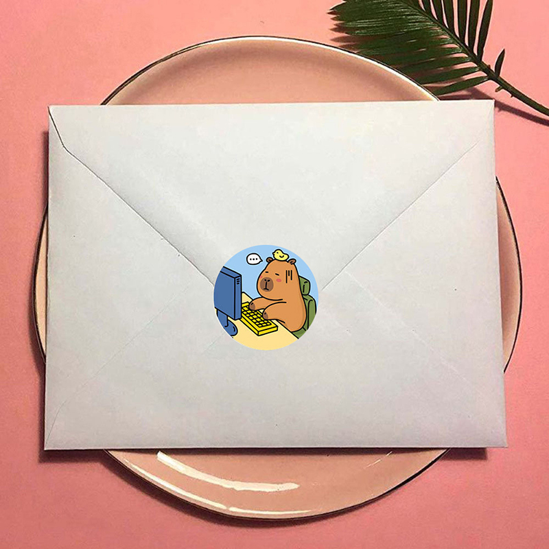 500 Pcs/roll Cartoon Capybara Animal Stickers Cute Reward Sticker Notebook Suitcase Laptop Stickers Decal