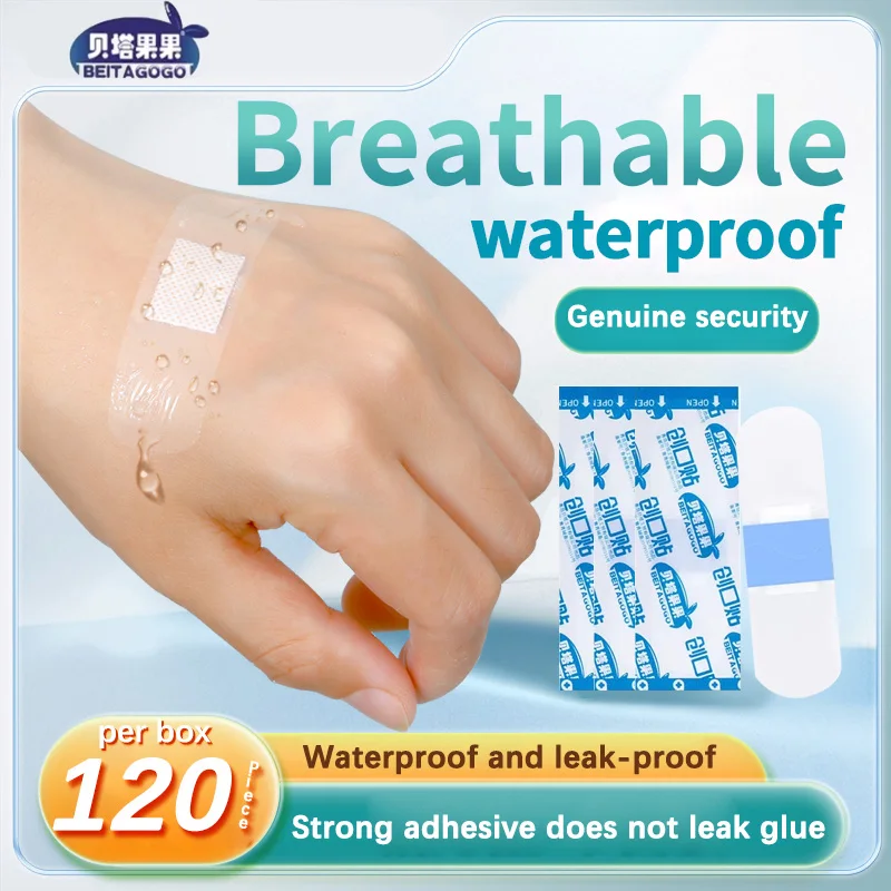 120 piezas de tirita impermeable, transparente, invisible, hemostática, transpirable, antidesgaste