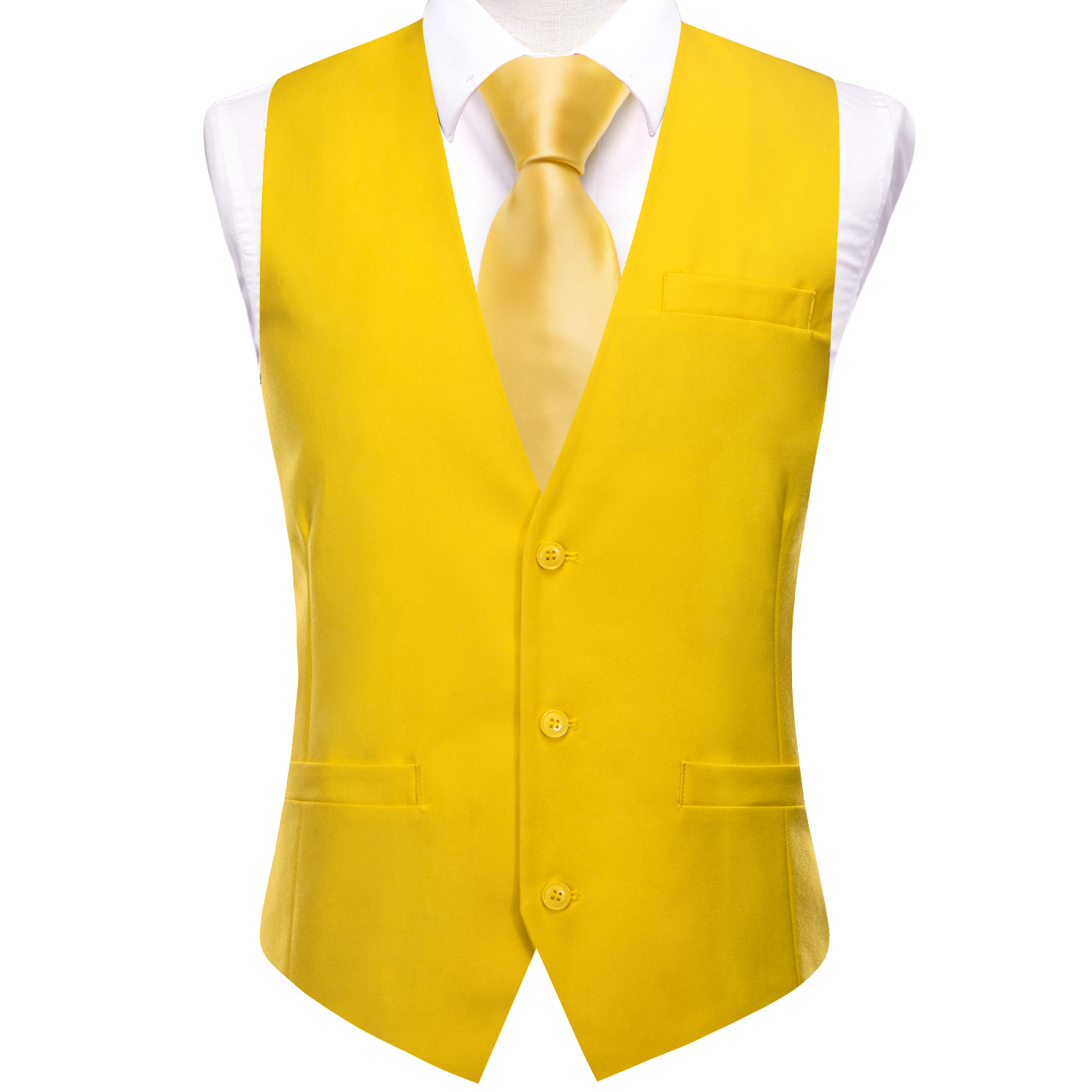 Novo amarelo claro colete masculino casamento sólido seda colete pescoço gravata lenço abotoaduras conjunto para terno masculino festa de negócios presentes designer