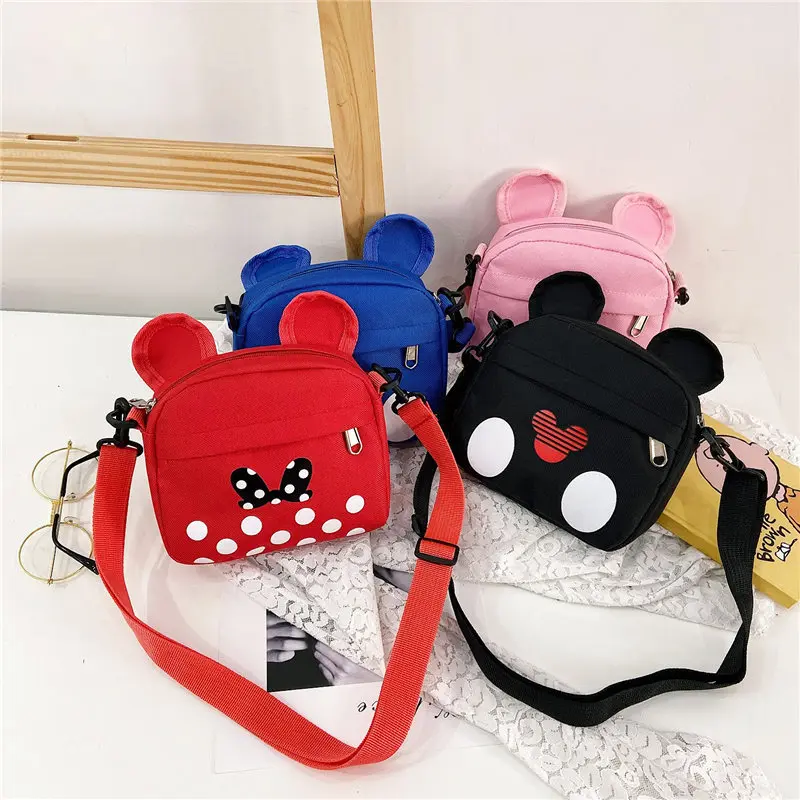 Disney Kinder Umhängetasche Mode Mickey Maus Cartoon Gedruckt Leinwand Schulter Taschen für Jungen Mädchen Outdoor Umhängetaschen