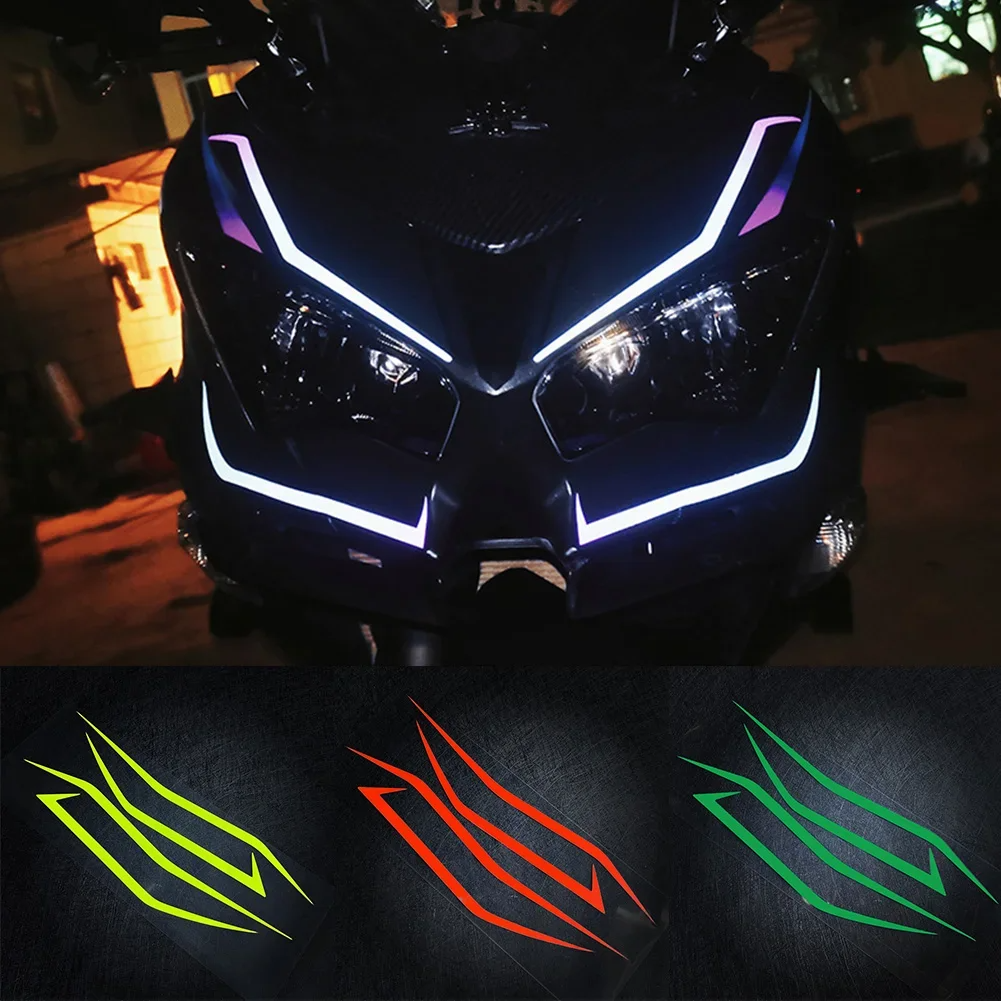 4 pçs adesivo de carenagem da motocicleta decoração reflexiva legal frente puxar decalques do farol para kawasaki ninja ninja400 h2 h2sx
