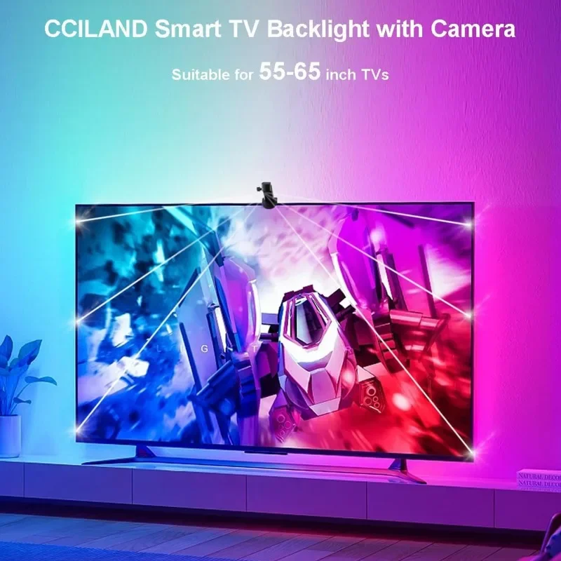 EISSLOLY Lichter, die mit TV-Licht ändern, Synchronisierung mit AR-Sensor, Kamera, Musik-Synchronisierung, App-Steuerung, RGB-Smart-LED-Lichtleiste