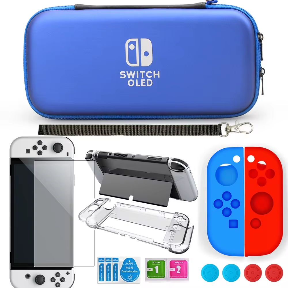 Funda Oled para Nintendo Switch, paquete de accesorios para juegos, Kit de carcasa dura, bolsa de almacenamiento de viaje, JoyCon funda protectora, agarre