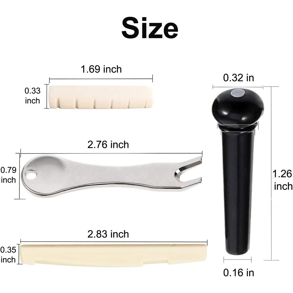 アコースティックギターブリッジピン、ピン、プーラーリムーバー、サドルナット、交換部品およびアクセサリー、12個