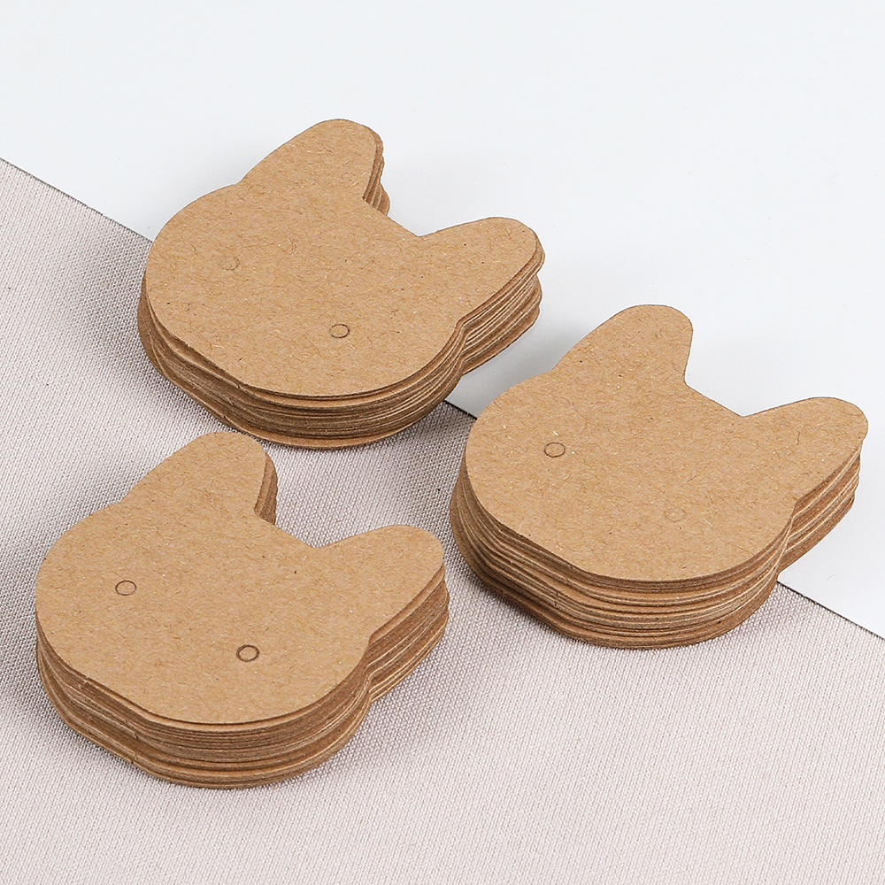 50pcs 3.5x3.5cm Cat Earrings Ear Studs Display Card for Necklace Jewelry Packaging Cardboards