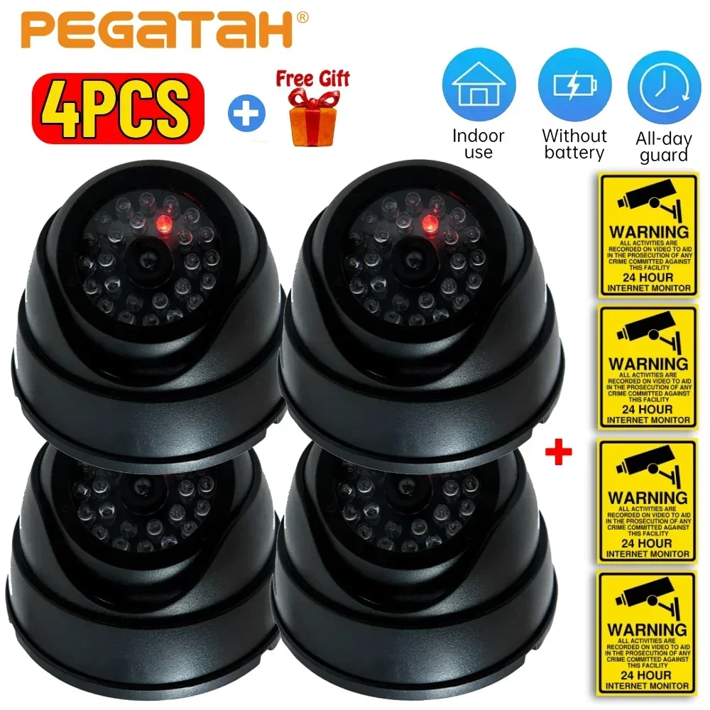 Cámara falsa con luz LED roja intermitente, cámaras de vigilancia CCTV para sistema de seguridad de oficina en casa, cámara de concha simulada, alarma antirrobo