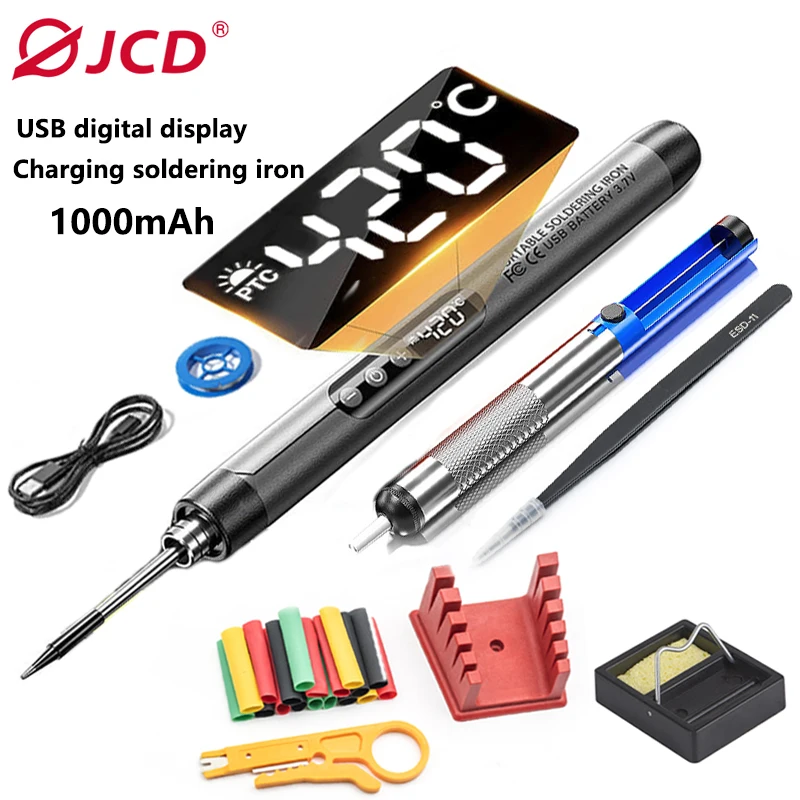 USB Electric Soldering Iron Kit Type-C Interface 8W 1000mAh Wireless Charge Solder Iron Adjustable Temperature DIY Welding Tools