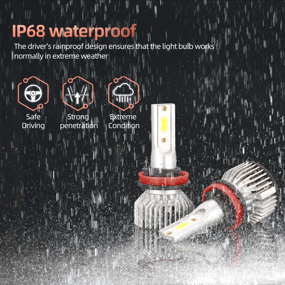 2pcs H11 12V หลอดไฟ 9005/HB3 9006/HB4 H1 H4 H7 H13 9004 9007, 25000LM 180W Super Bright LED ไฟหน้ารถ,ชิป COB,6000K สีขาว