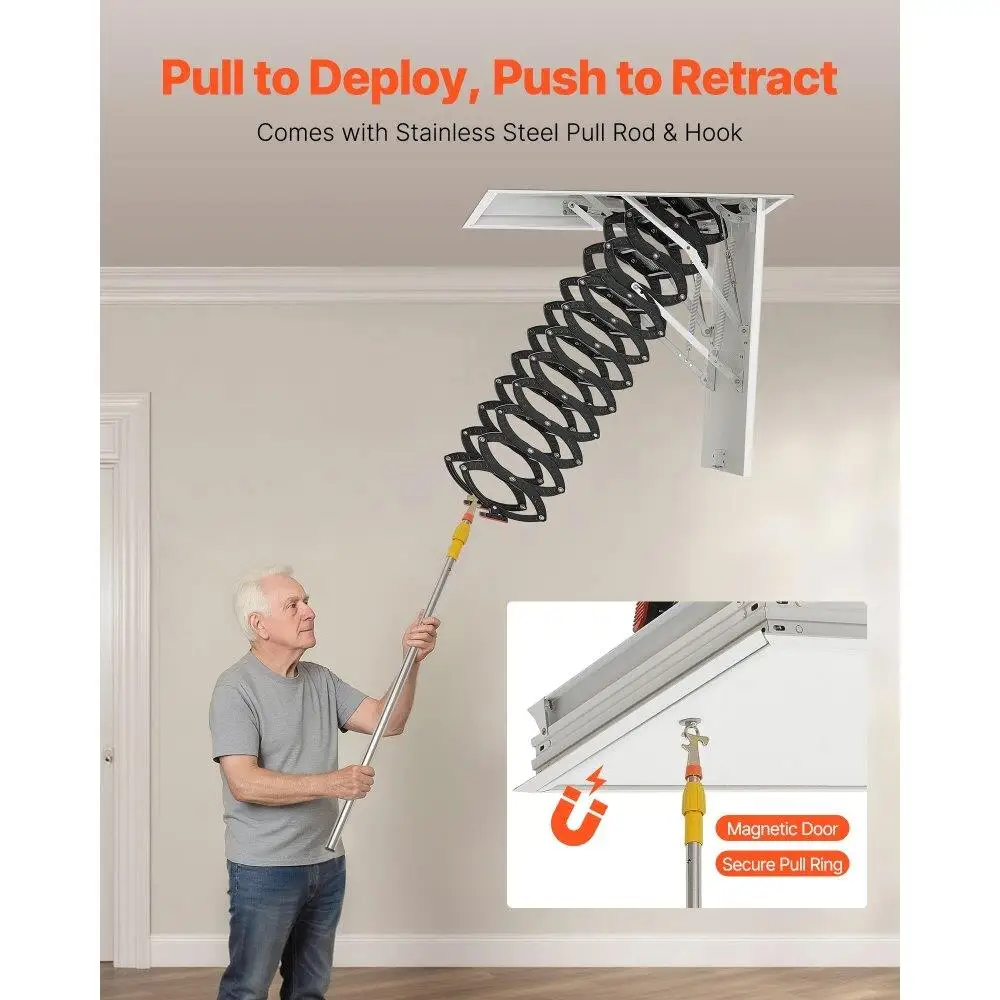 Foldable Steel Attic Ladder for Efficient Ceiling Access Space-Saving Home Improvement Tool