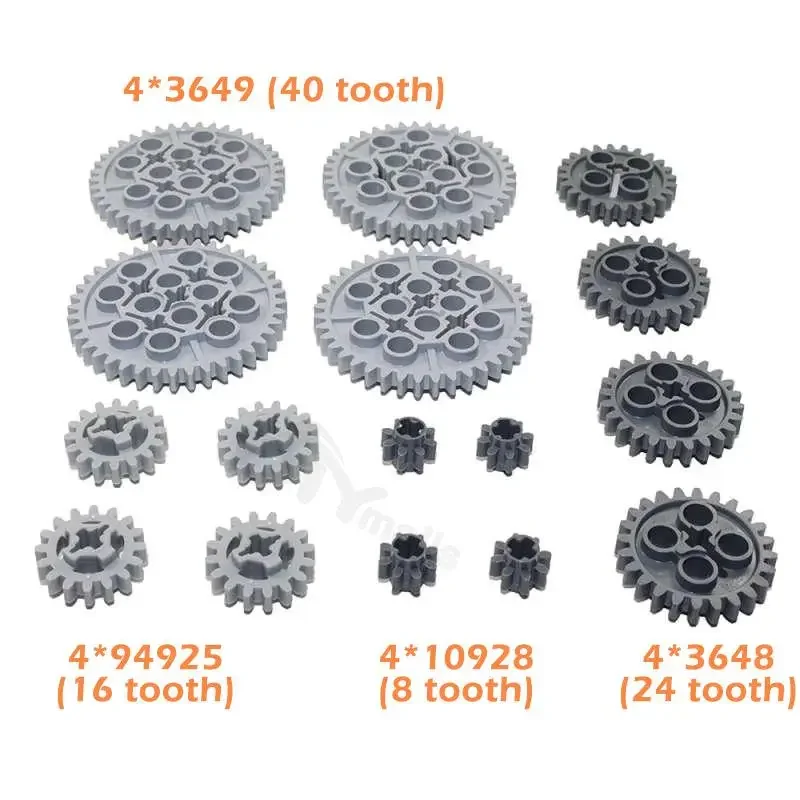 100 pçs conjunto de engrenagens técnicas link corrente tijolos engrenagens conjunto peças 3711 14696 10928 94925 3648 3649 para moc blocos de construção trem brinquedos