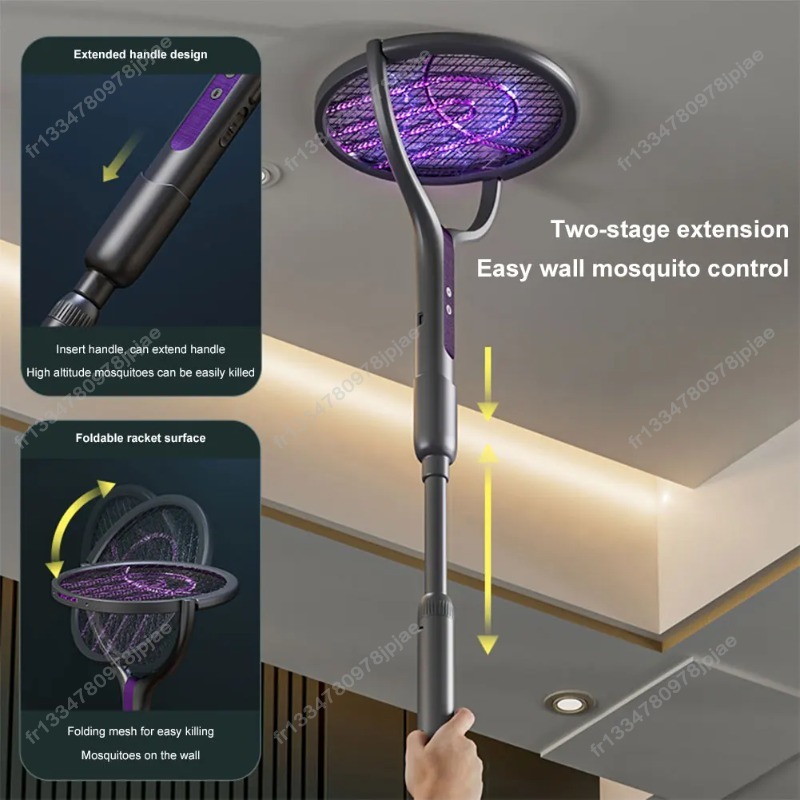 Nieuwe Roterende Hoofd Bug Zapper Racket Oplaadbare Elektrische Vliegenmepper Fly Killer en Muggenval Lamp voor Thuis Indoor Outdoor
