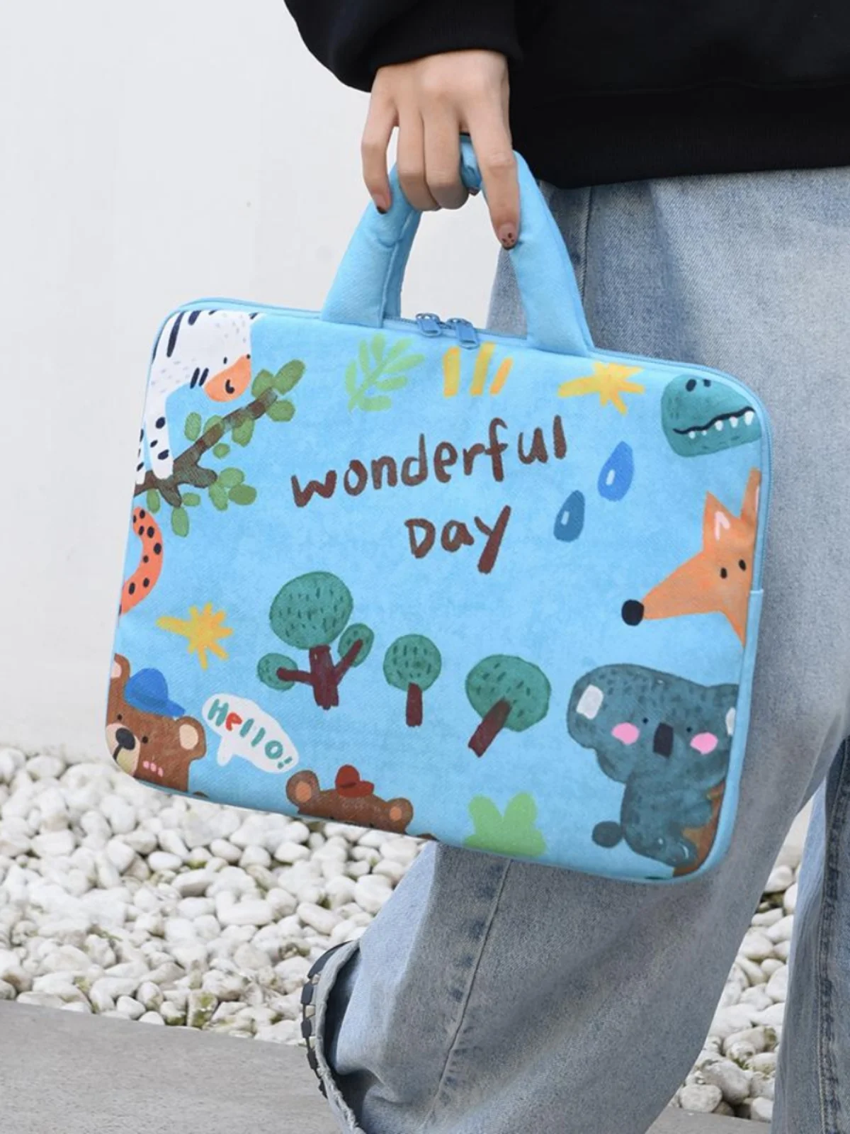 Cute fiti  Laptop Bag Women's Handbag  Inch iPad Tablet Protective Cover 5 Inch Storage Bag Faion Canvas Bag