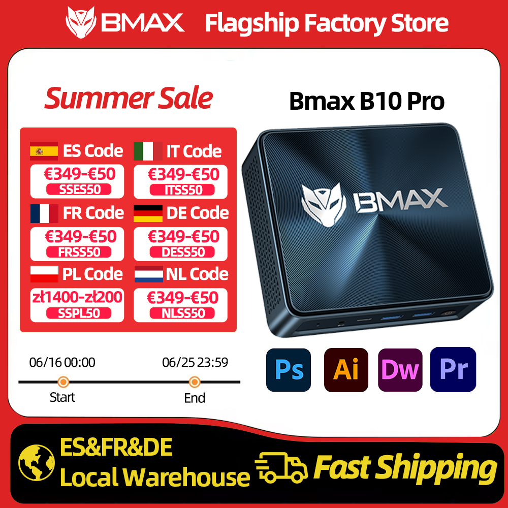BMAX-Mini PC B10 Pro, Intel 13th Gen i7-13620H, 10 núcleos máx. 4,9 GHz, 24GB LPDDR5 RAM, 1TB SSD, WiFi 6, Bluetooth 5,2