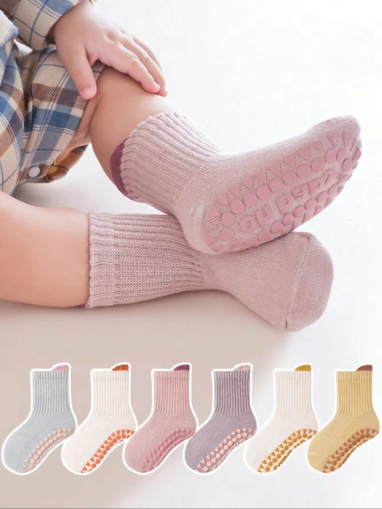6 pares de calcetines de suelo para bebé, pegamento antideslizante para recién nacido, todo el año, boca suelta, dibujos animados, fondo suave, calcetines de interior para niñas y niños