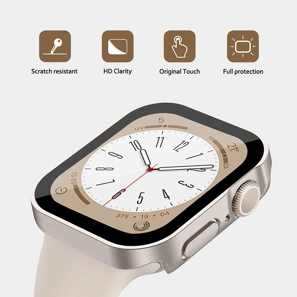 45mm 41mm 44mm caso com protetor ultra fino duro pc borda reta anti-risco capa protetora para apple iwatch série