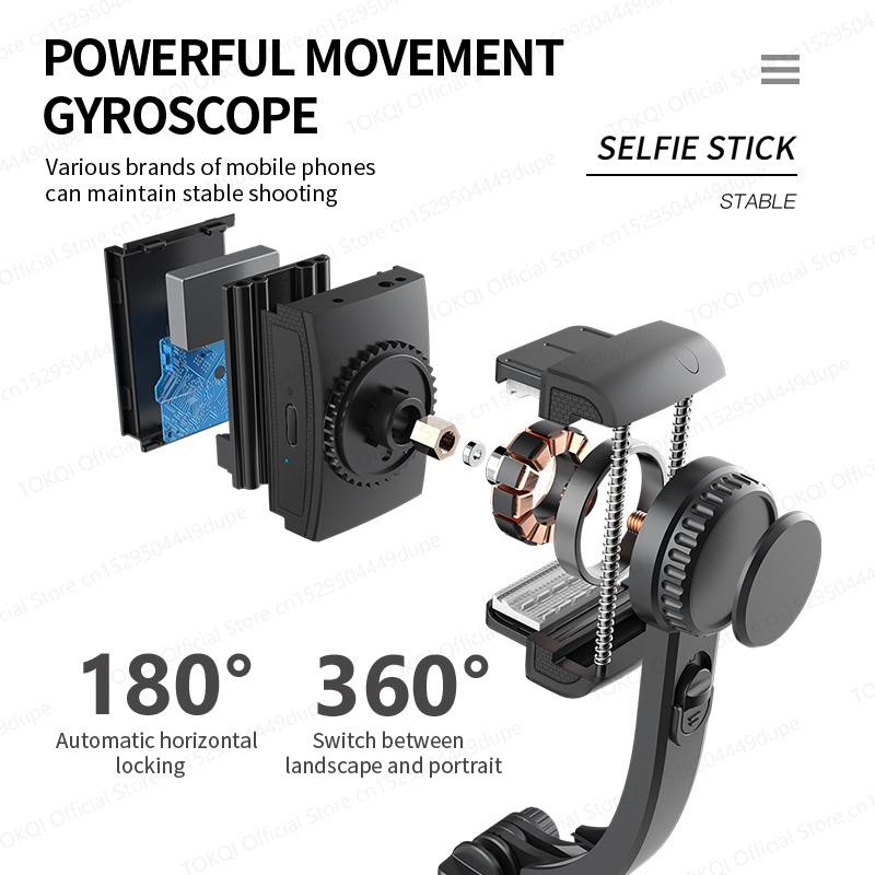 Q08 Handheld Gimbal Stabilizer Portable Selfie Stick with Bluetooth Remote for Samsung Xiaomi Smartphone iPhone Shooting Vlog