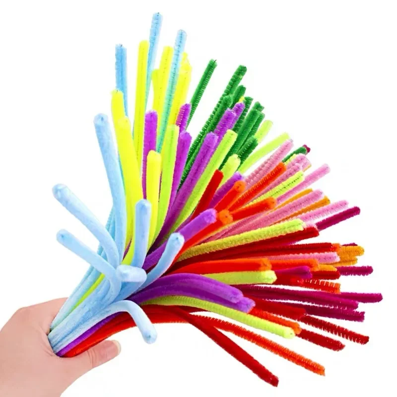 100PCS Chenille Stem Twisted Rod รากขนสัตว์ Fluffy Bar ลวดเหล็ก DIY Handcraft บิดตกแต่งท่อทําความสะอาด Plush
