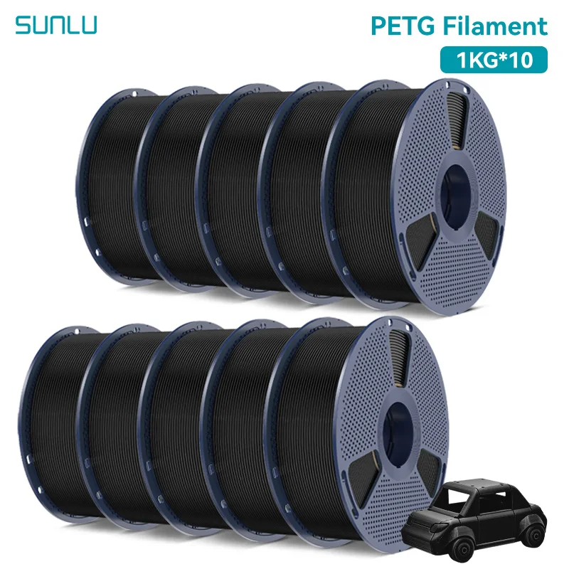 SUNLU PLA PETG PLA Plus Filamente 10 Rollen 3D-Filament 1 kg/Rolle 1,75 mm 100 % Filamentlinien ordentlich für 3D-Druck ab EU US