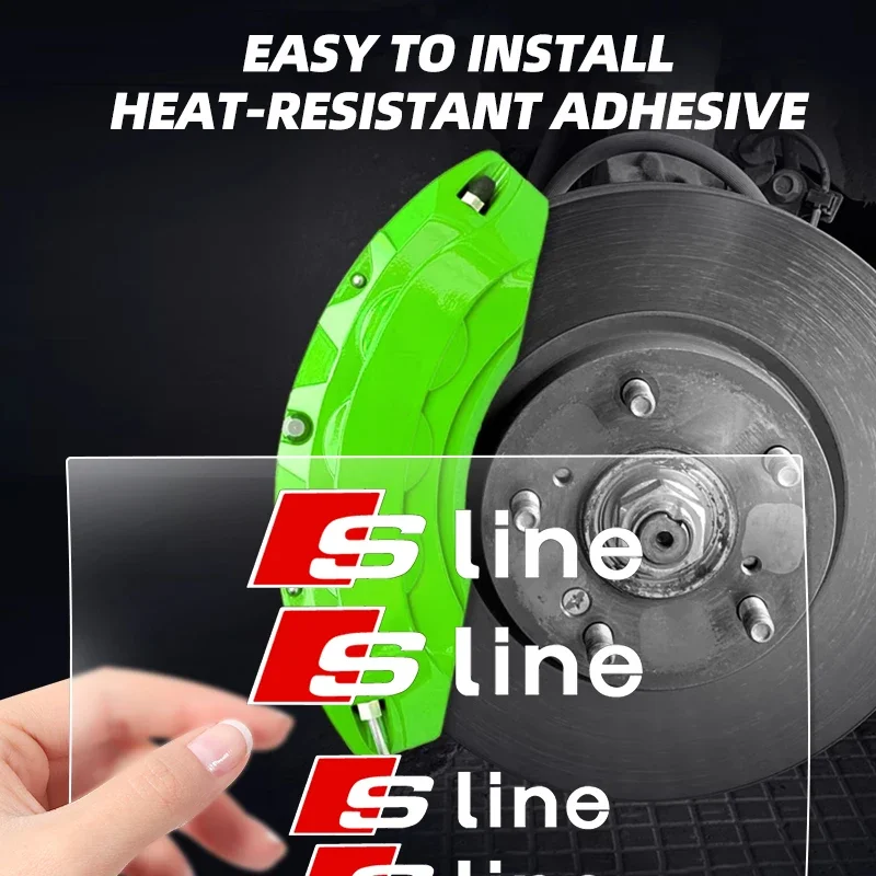 Car Brake Caliper Sticker Heat Resistant Decals Auto Accessories for audi S Line A1 A3 A4 A6 A7 Q3 Q5 Q7 RS3 RS4 RS5 S3 S4 S5 S7