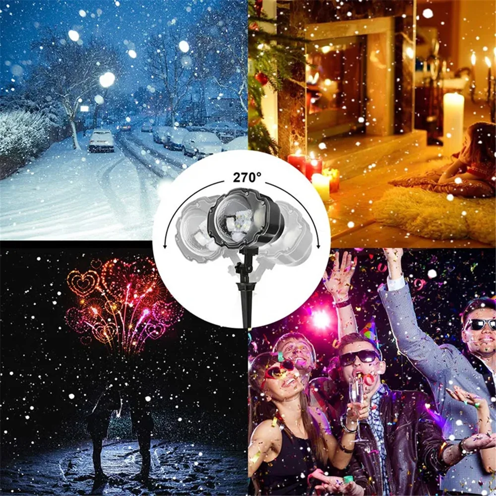 DACHAN Snowfall LED Light Projector, Snow Falling Projector Lamp Dynamic Snow Effect Spotlight for Garden Outdoor Wedding Gift
