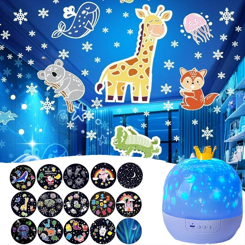 Projektor Fantasy Creative 360 ° Obrotowy Projektor Slajdów 15 Rodzajów Gwiezdna Galaktyka LED Projektor Lampka Nocna Prezent Urodzinowy dla Dzieci