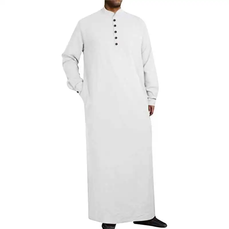 2025 comércio exterior transfronteiriço amazon estilo árabe simples longo masculino gola alta botão muçulmano robe masculino