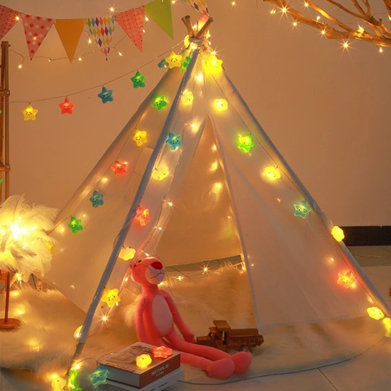 LED-verlichting String Star Garland Lamp USB/batterij aangedreven voor woonkamer buiten tuin camping bruiloft kerstfeest decor
